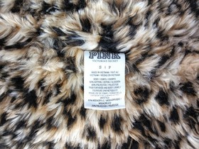 Victoria's Secret VS PINK FUR Hoodie Jacket Logo Dark Teal Leopard Small S