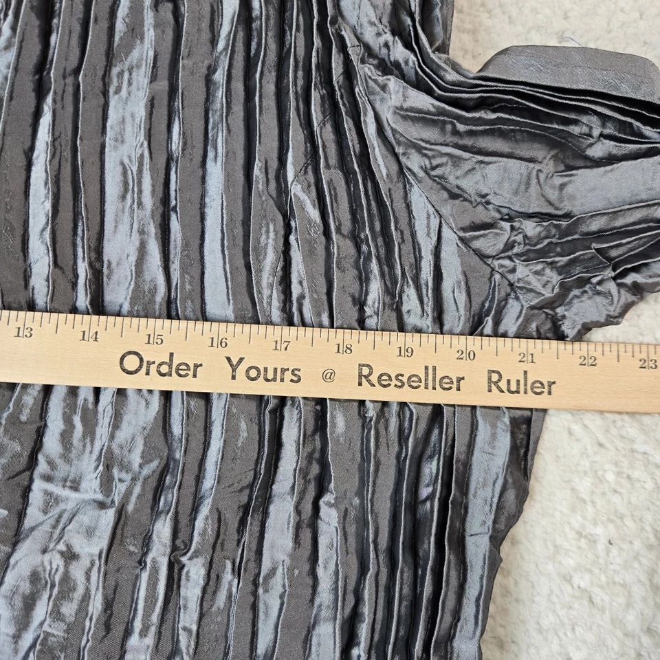 De Colección Agora Mujer Top XL Gris Satinado Acordeón Plisado Volantes Estrás Avant Garde Foto 3 de 4
