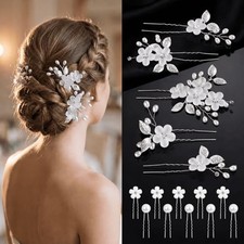 15 Pcs Bridal Hair Pins Flower Wedding Hair Accessories for Brides Pearl