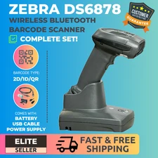 ✅Zebra DS6878 Wireless Bluetooth 2D/1D/QR Barcode Scanner w/ Cradle & Cable!⭐🔥