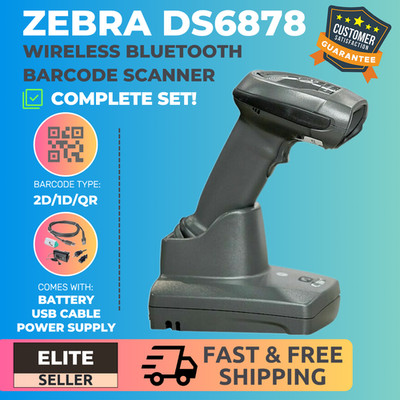  Zebra DS6878 Wireless Bluetooth 2D/1D/QR Barcode Scanner w/ Cradle & Cable!  