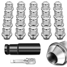 Lug Nuts Set, Chrome OEM Factory Style M14x1.5 Mustang Edge MKX MKZ Aviator