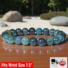 Green Moss Agate 8mm 7.5  Crystal Stretch Healing Bracelet