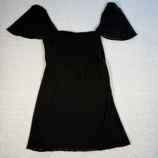 Show Me Your MuMu Womens XS Breanna Black Mini Dress Smocked A Line