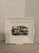 Beautiful Vintage Portmeoron Transfere Ware Wall Hanging . Black And White Girl 