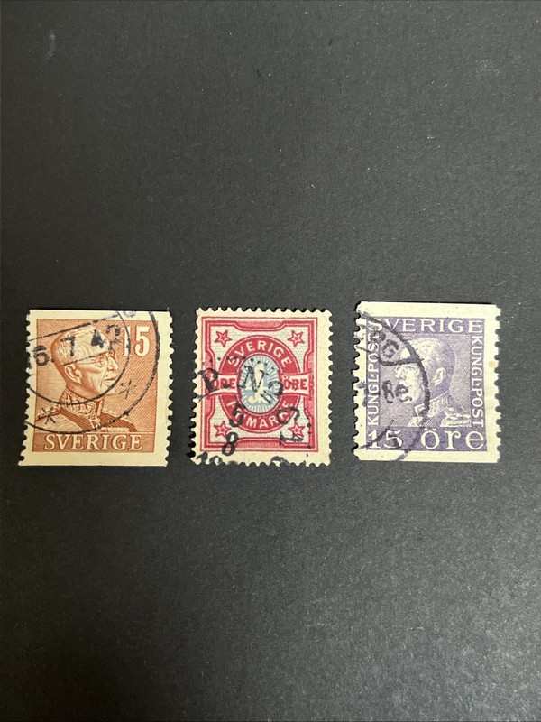 SVERIGE Lot of 3 Vintage Old SWEDEN Stamps - Mixed Denominations