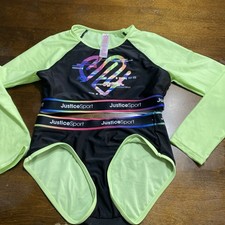 JUSTICE GIRLS LONG SKEEVE RASH GUARD 2 PC JUSTICE SPORT BIKINI UPF 50 