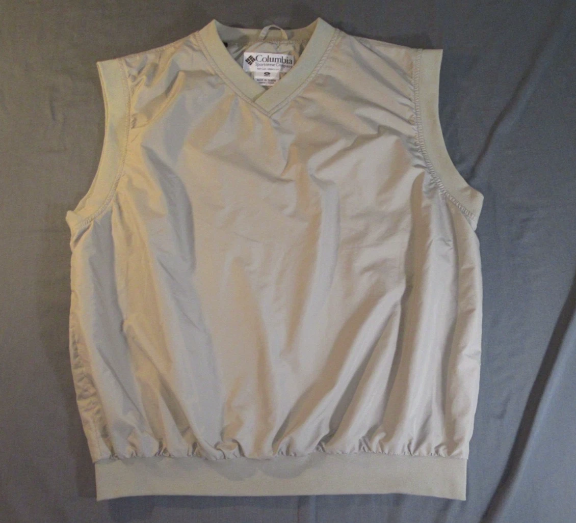 Columbia Sportswear Company Beige V-Neck Golf Pullover Windbreaker Vest Men's XL