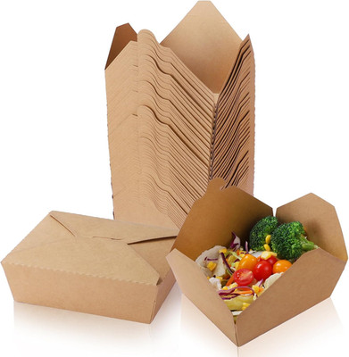 50 Pack Kraft Take Out Food Boxes, 36OZ Paper to Go Boxes, Disposable Paper Food