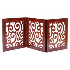 3-Section Adjustable and Scrolled Wooden Pet Gate by Etna Multicolor