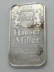 Vintage Hauser & Miller 1 Troy Oz .999 Fine Silver Bar  - RARE