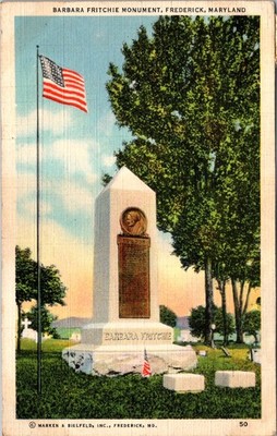 Barbara Fritchie Monument Frederick MD 1936 Postcard Marken & Bielfeld