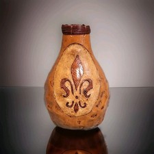 Hand-made Gourd Vase 8" X 5"appx. Fleur-de-lis Louisiana Signed R Wooden 15