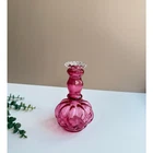 Vintage Fenton Cranberry Glass Vase | Clear Ruffled Top | Perfume Bottle