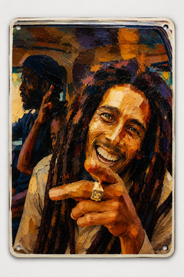 Jamaican Singer Bob Marley Classic Smile Oil Painting Style Art 8x12 Metal Sign