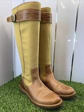 Ladies Timberland Earthkeepers Cabot In Tan Brown Leather And Beige Canvas Size5