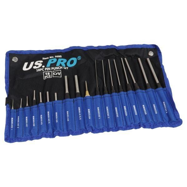 US Pro 18pc Pin Punch Set with Automative Centre Punch