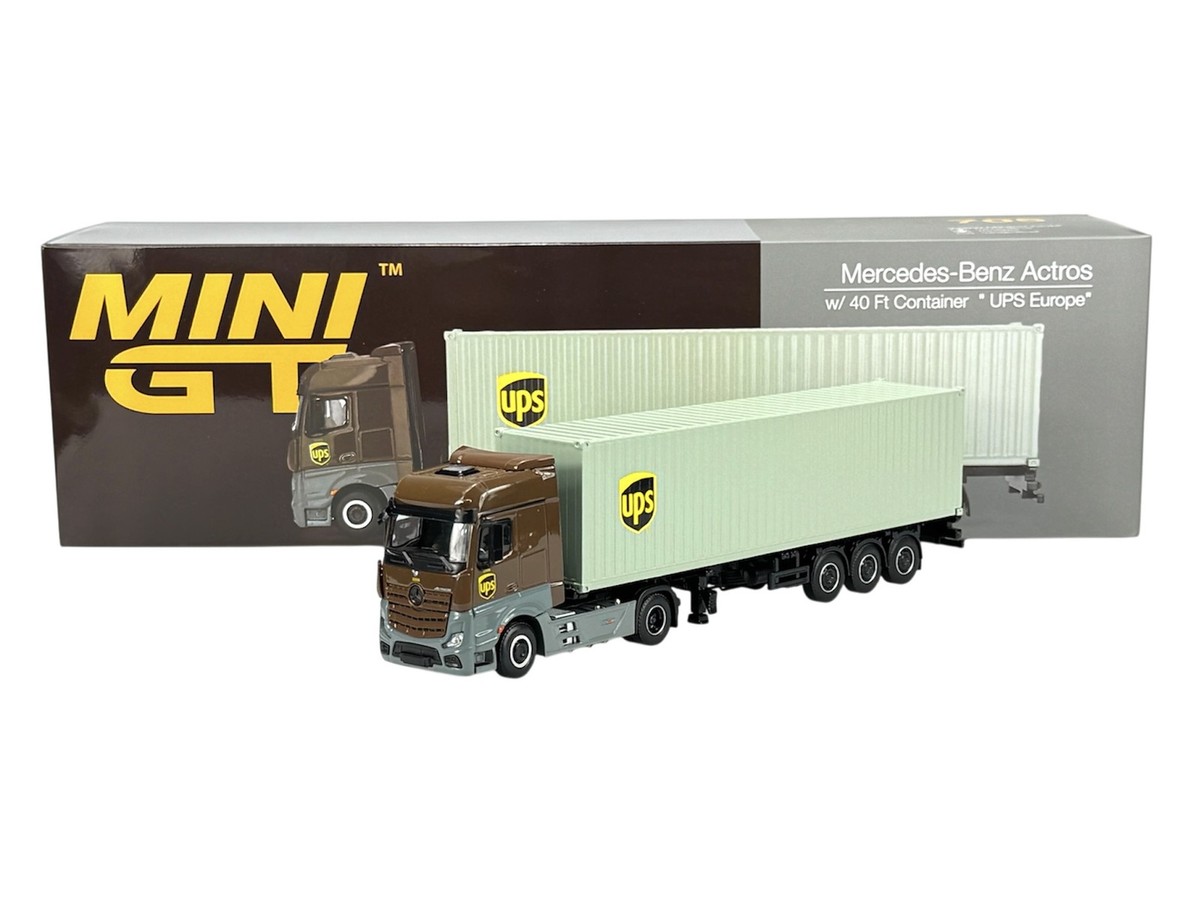 MINI GT MERCEDES-BENZ ACTROS WITH UPS CONTAINER #705 1:64 MGT00705