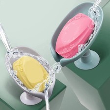 Leaf Shape Soap Holder Suction Cup Drain Tray Kitchen Bathroom Accessory