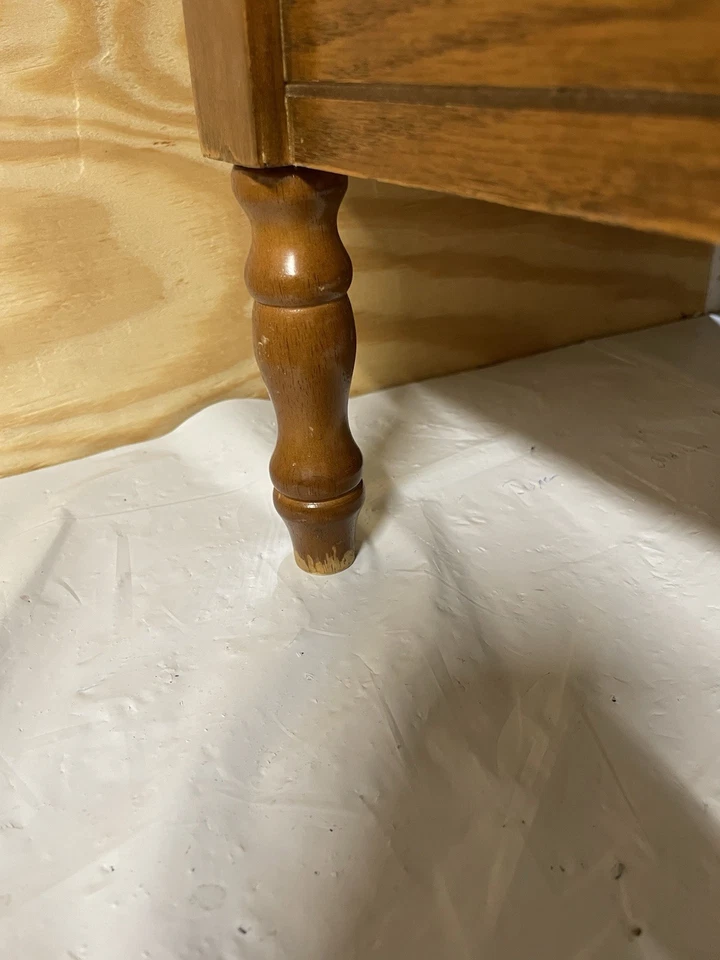 VTG Powell Tapestry Foot Stool With Hinged Lid Wood Base Legs 10"H 12"L 16"W - Image 4 of 4