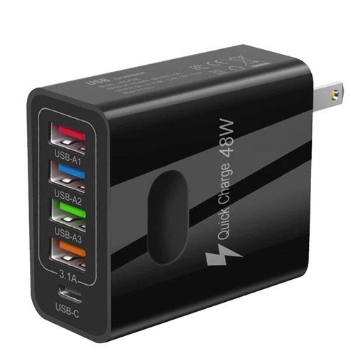 Multi Port 4 USB + 1 PD Hub Chargeur Station Tour Chargeur Mural Adaptateur Secteur - Photo 10 sur 15