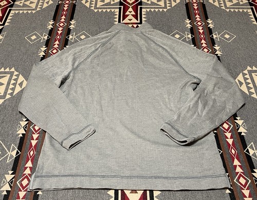 Tommy Bahama Polo Mens XL Gray Cotton Herringbone Long Sleeve T2 - Picture 2 of 7