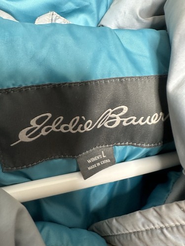 Chaleco acolchado Eddie Bauer para mujer azul/gris plumón de ganso desmontable piel sintética talla L - Imagen 5 de 12