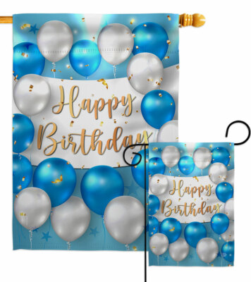 Birthday Balloons Garden Flag Celebration Decorative Gift Yard House Banner
