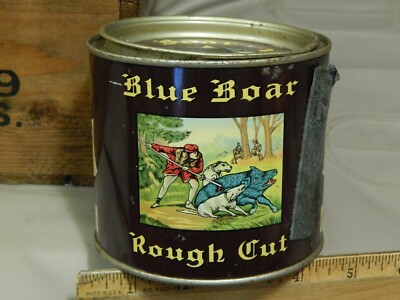 Blue Boar Rough Cut ~ The American Tobacco Co. ~ Metal Canister w/ Tax  Stamp ~