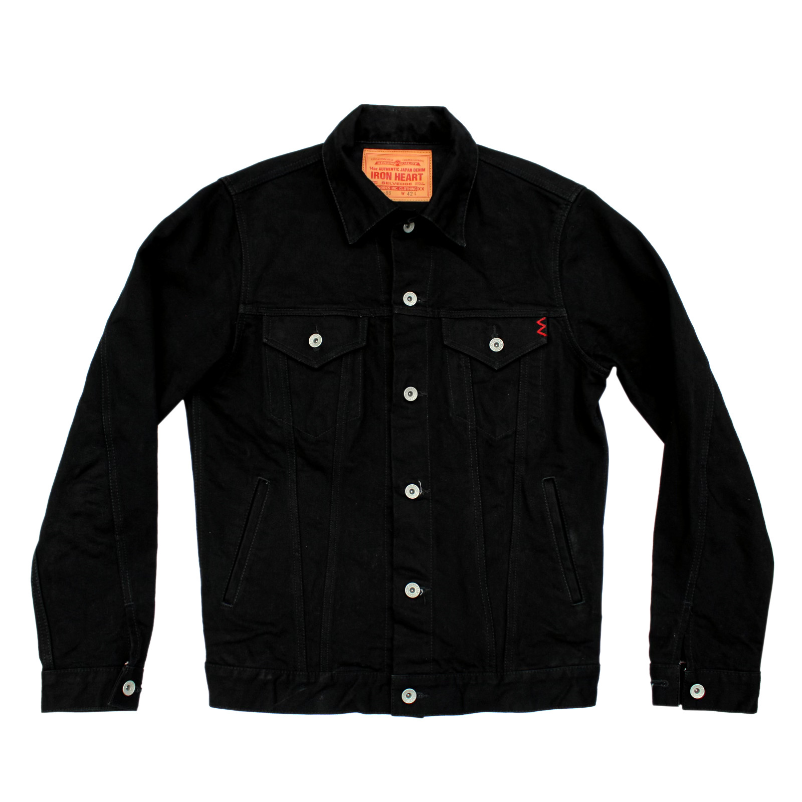 IRON HEART JEAN JACKET 14 OZ BLACK SELVEDGE DENIM SIZ… Gem