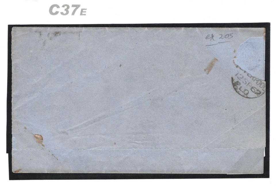 GB Cubierta MARÍTIMA Transatlántica 1d Roja CUNARD Impresa Materia Canadá 1862 C37e Foto 3 de 4