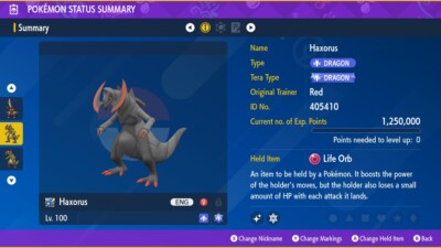  6 IVs Shiny Battle Ready Haxorus | Pokemon Scarlet & Violet 100% Competitive