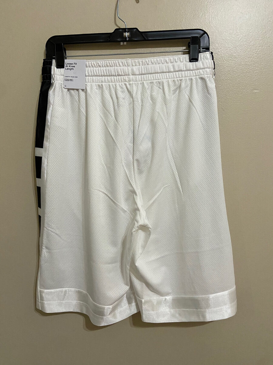 Nike Dri-Fit Elite Stripe Basketball Shorts Men Size L White Black