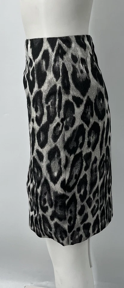 Falda recta Lanvin 2015 gris/negro estampado de leopardo hasta la rodilla talla 40 Foto 3 de 4