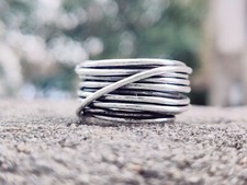 Wire Wrapped Handmade Solid 925 Sterling Silver Meditation Ring All Size SR1074