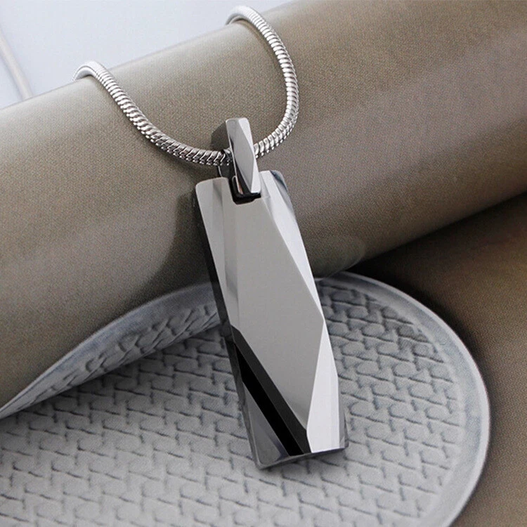 Colgante cuboide geométrico collar de moda colgante plata corte diamante Foto 2 de 4