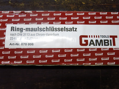 Ring-Maulschlüsselsatz 23 Teile m. Rolltasche v. Gambit aus Chrom-Vanadium
