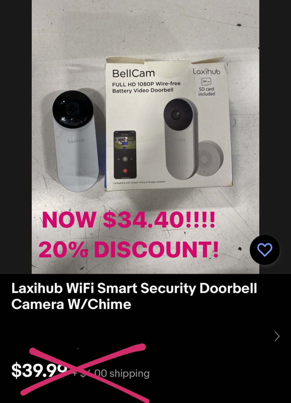 Video Doorbell Camera Wireless, Laxihub WiFi Smart Security Doorbell Camera-image