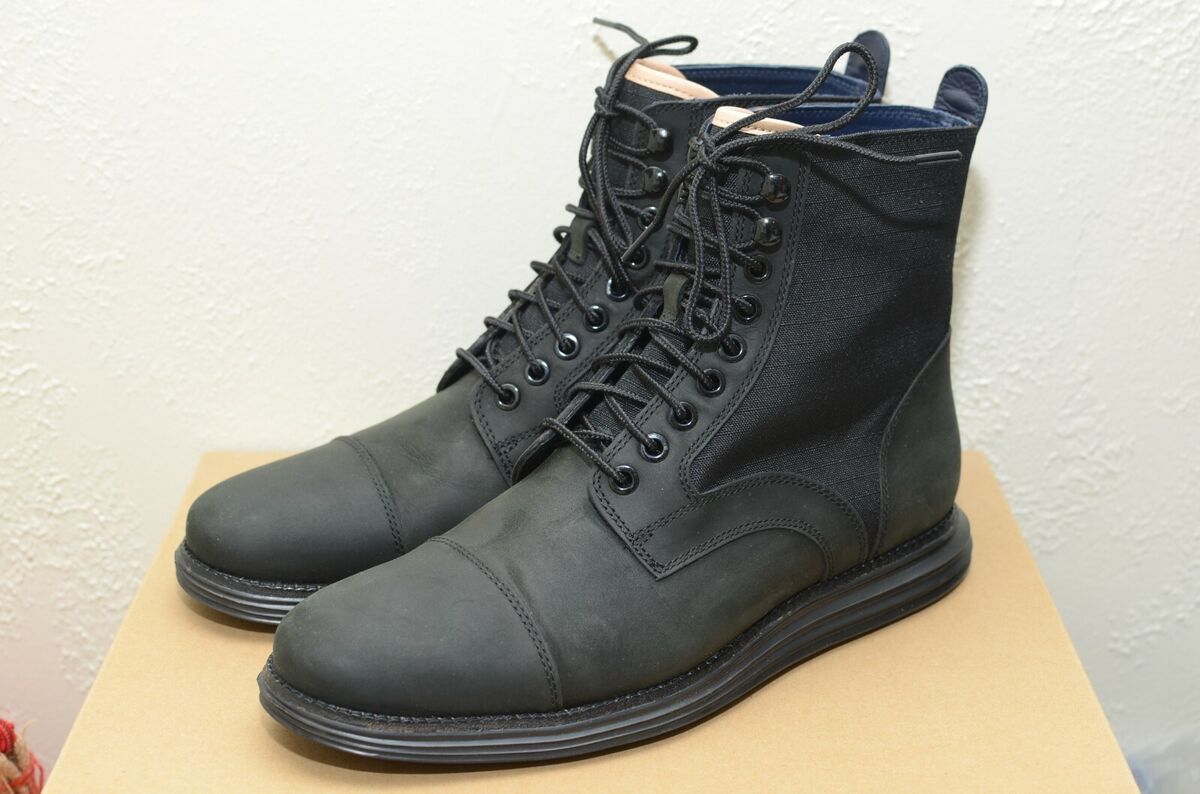 COLE HAAN LUNARGRAND LACE UP COMBAT CAP TOE BOOT BOOTS BLACK COLE HAAN LUNARGRAND LACE UP COMBAT CAP TOE BOOT BOOTS BLACK