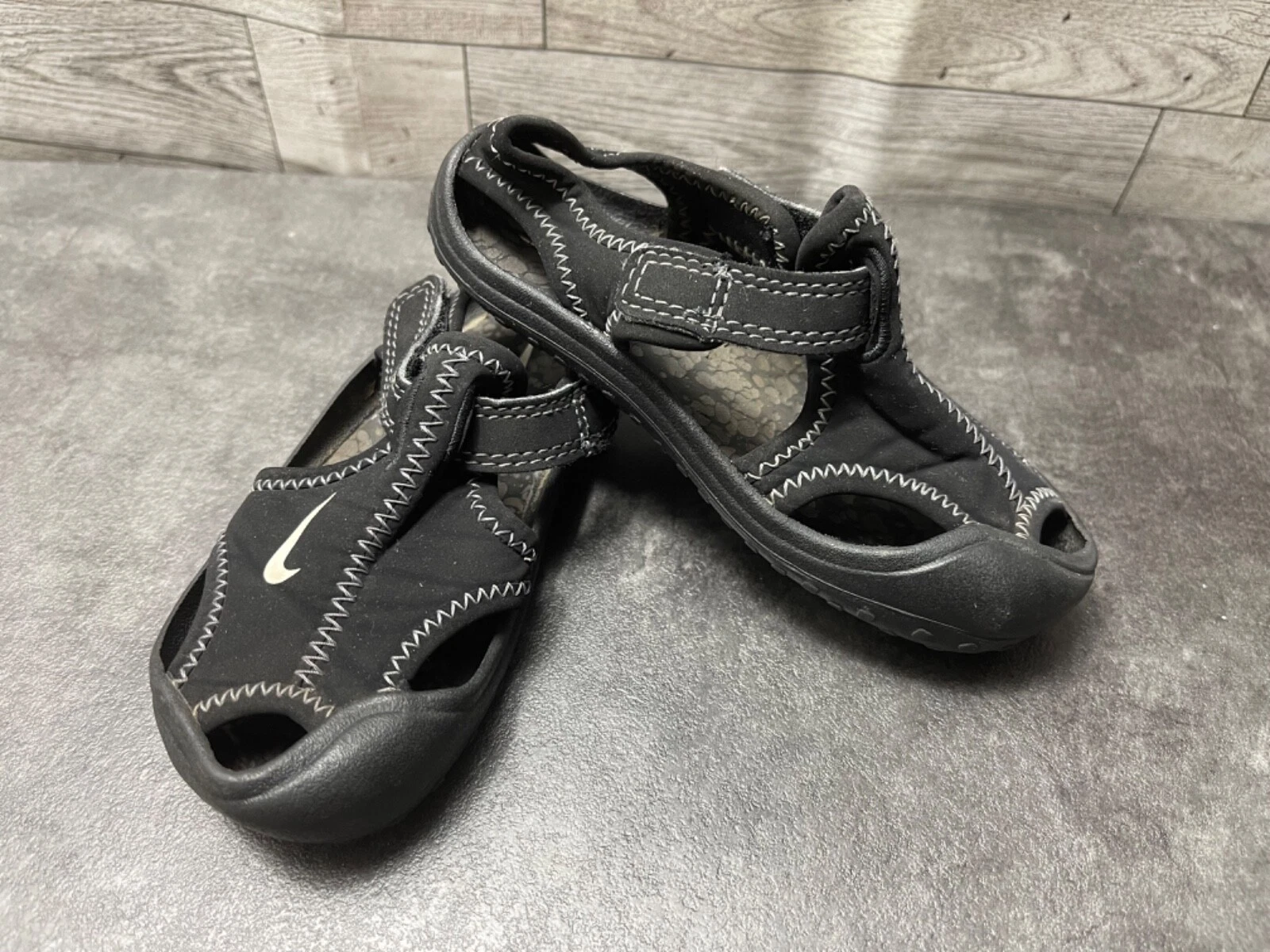 Scarpe Nike Sunray Protect bambini junior nere 7C sandali da passeggio casual slip on