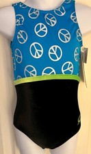 GK "SILVER PEACEMAKER CHILD XS BLACK VELVET GYMNASTICS DANCE TANK LEOTARD XS