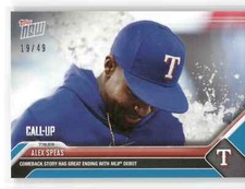 🟦 ALEX SPEAS Rookie Call-Up Debut BLUE 19/49 Rangers 2023 Topps Now #591 Callup