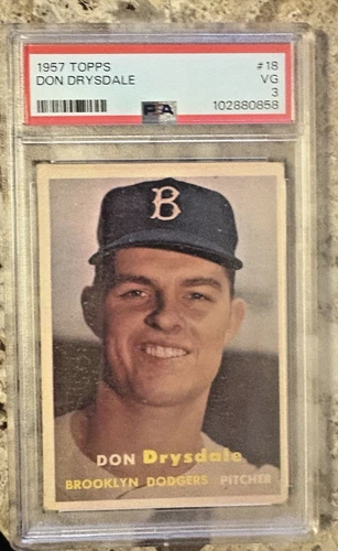 1957 Topps #18 Don Drysdale Brooklyn Dodgers HOF PSA 3