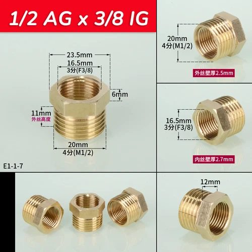 Gewindefittings aus Messing Reduzierstück Reduzierung AG auf IG 1/8 bis 2 Zoll - Bild 8 von 48