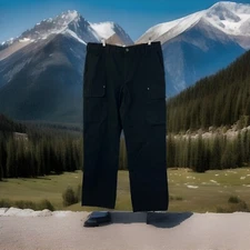 Duluth Trading Fire Hose Cargo Pants  Work Mens 40x34 Black Canvas Relaxed Fit