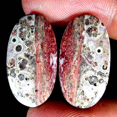 Natural Bird Eye Jasper Matched Pair Oval Pear Cushion Cab Loose Gemstone PK14 - Imagen 16 de 165