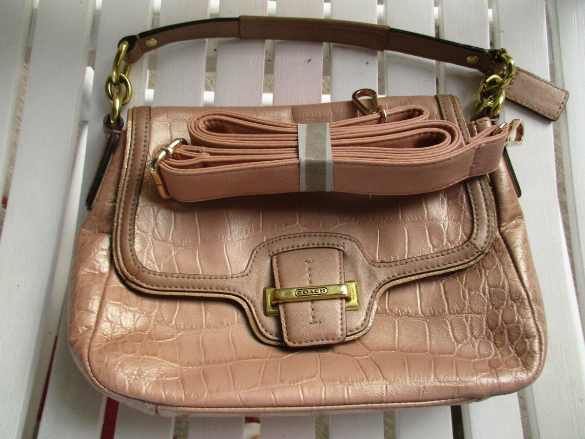 Coach Taylor Exotic Leather Brass/Sand Crossbody Purse Handbag