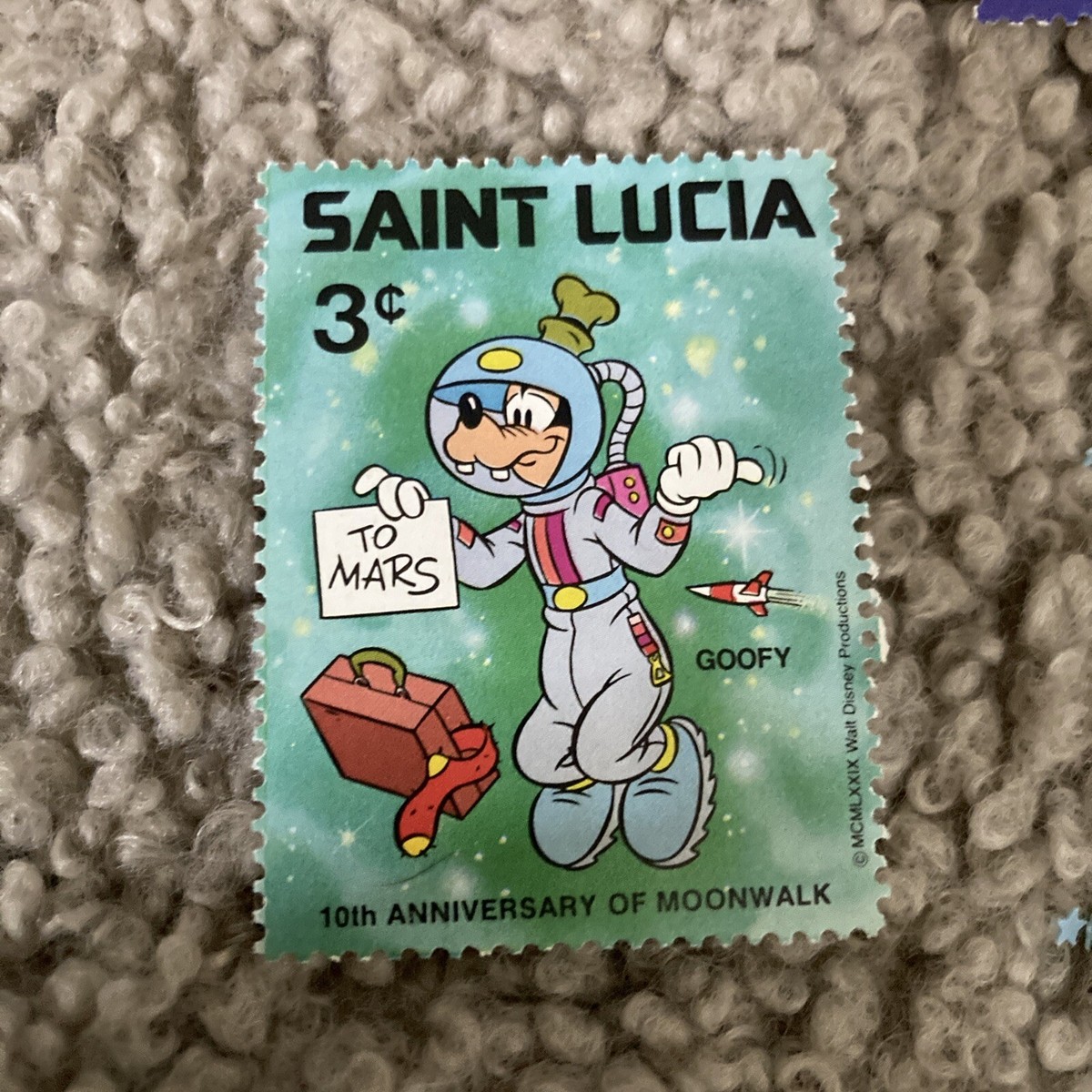 St. Lucia 1980 Disney 10th Anniversary Of Moonwalk Stamps