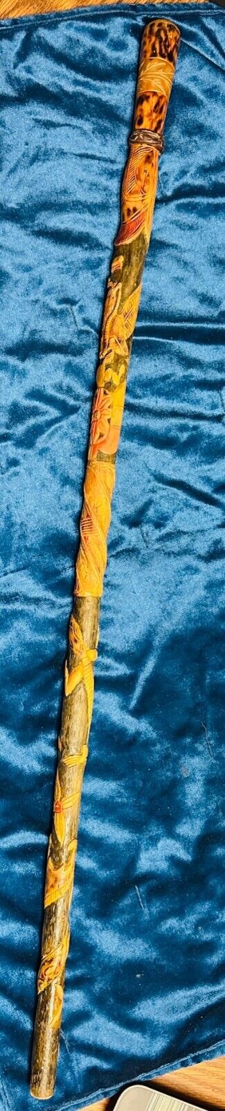👀 Vintage Antique Folk Art Carved Wood Snake Sal… - image 2