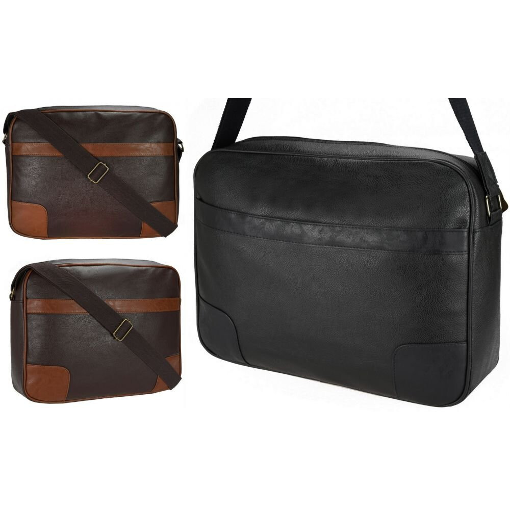 Borsa messanger vintage uomo donna fibbie pelle cuoio scuola militare tracolla foto 3